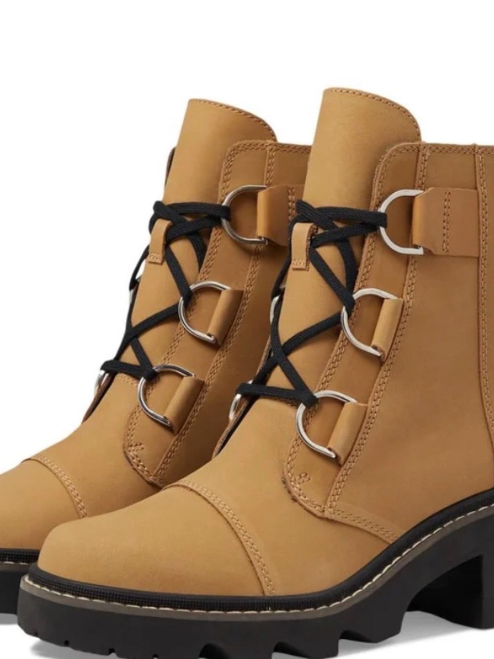 Sorel Tan Lace-Up Lug Sole Ankle Boots with Black Laces